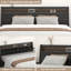 Tête de lit grand format en bois noir avec lumières à DEL RVB, rangement caché et station de charge intégrée, tête de lit moderne pour lit avec application et télécommande-926368105-926368110