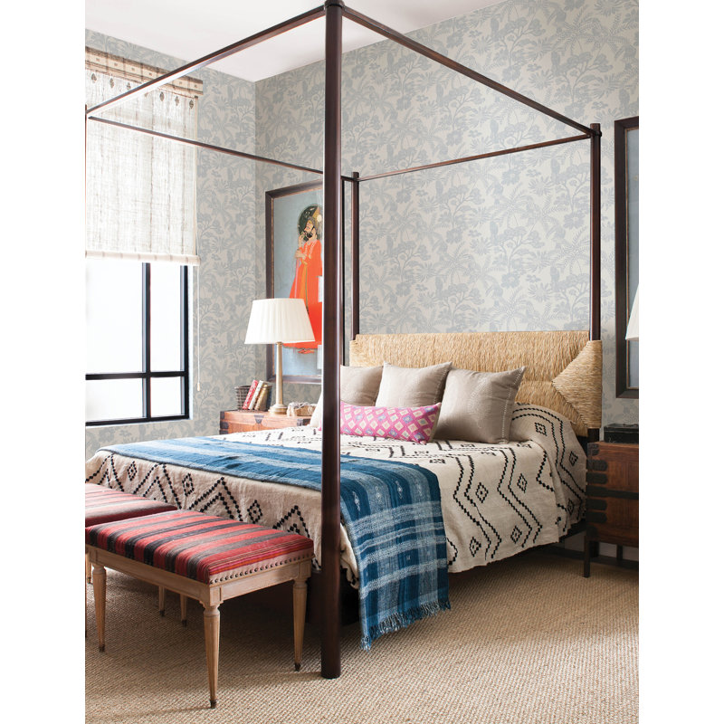 Jacaranda Taupe Tropical Trail Wallpaper, Blue