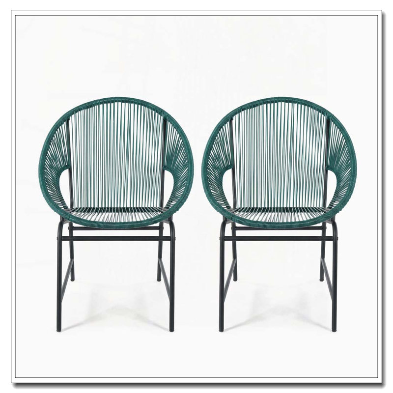 Ensemble de chaises de patio en osier, Bleu sarcelle
