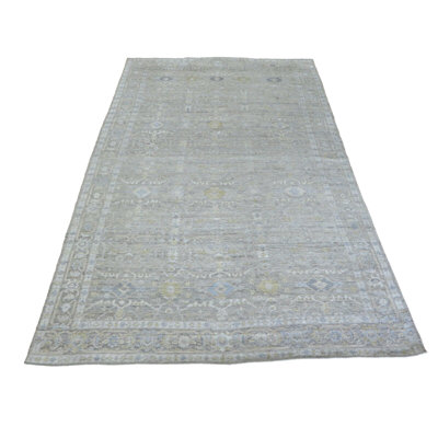 Tapis oriental en laine et soie noué à la main gris / or / ivoire Oushak