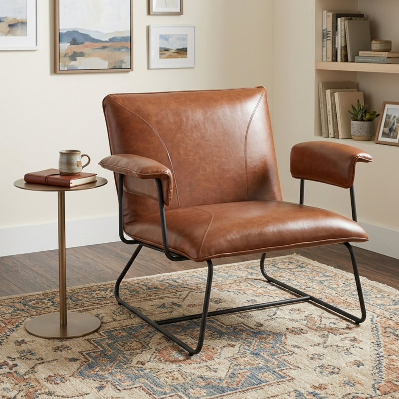 Fauteuil Klara, Similicuir brun