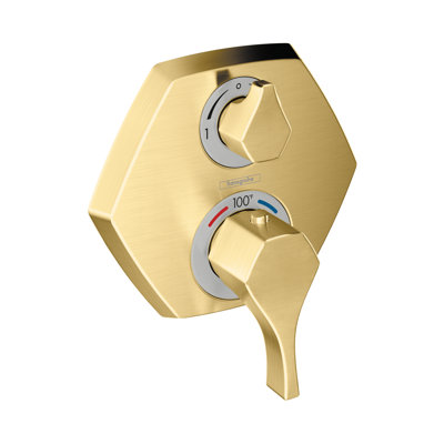 Hansgrohe Locarno Transitionnel 2 poignées 7 pouces de large, mémoire de température, garniture de valve thermostatique seulement, avec inverseur en chrome, 04820000