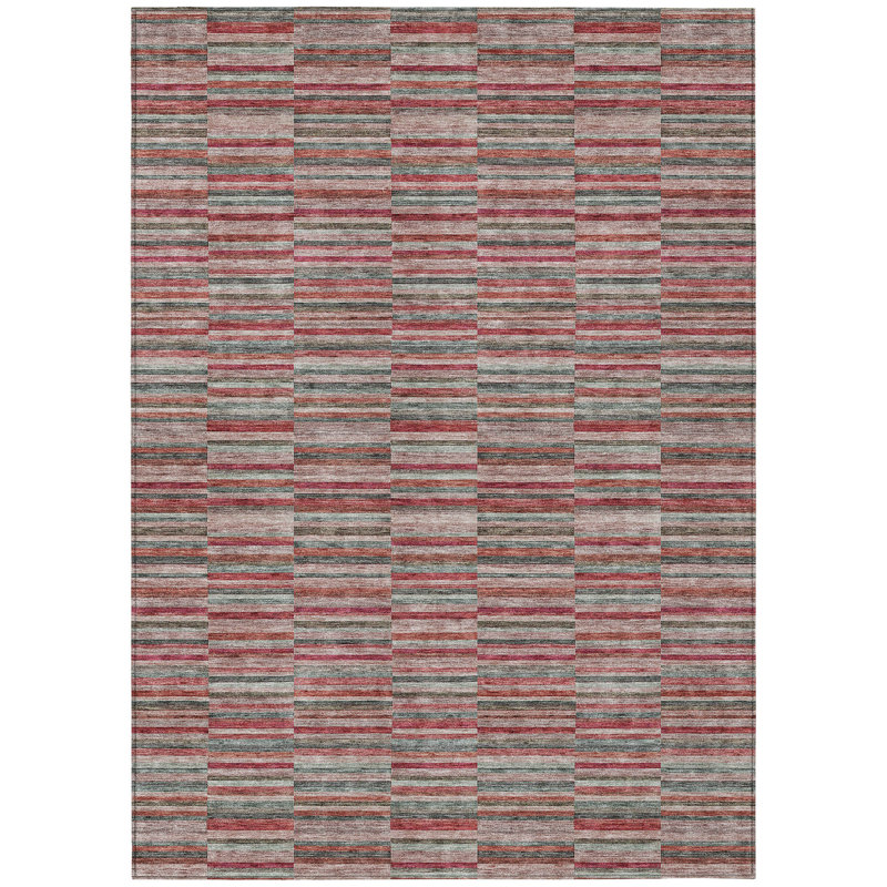 Tapis extérieur lavable rayé beige et cuivre 3 pi x 5 pi