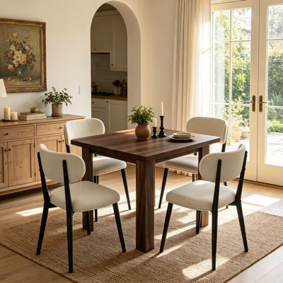 31.51" Dining Table Set for 4, 5-piece Rectangular Kitchen with Upholstered Dining Chairs,Mid Century Modern Set for Dining Room,Apartment