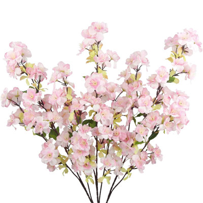 6 branches de fleurs de cerisier pour vase longues tiges de fleurs artificielles printemps été décor de soie de cerisier branches pour la table de mariage