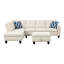 Canapé modulaire beige en L de 3 pièces avec rangement et coussins décoratifs, idéal pour se détendre à la maison, accoudoirs arrondis, touffetage subtil, garniture cloutée, structure en bois massif, ressorts attachés à la main en mousse à huit voies