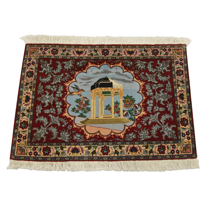 Tapis traditionnel rouge en laine noué à la main Tabriz
