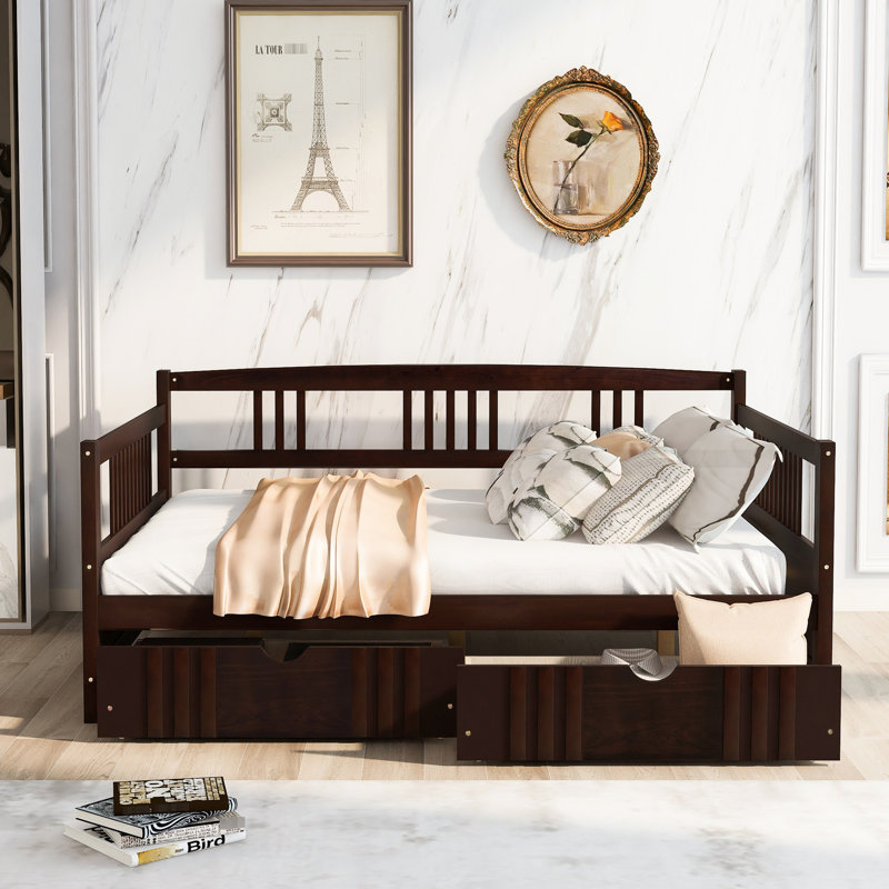 Full Size Solid Wood Daybed, , With Practical Home Storage Daybed Storage, Construction For Bedroom, Espresso
