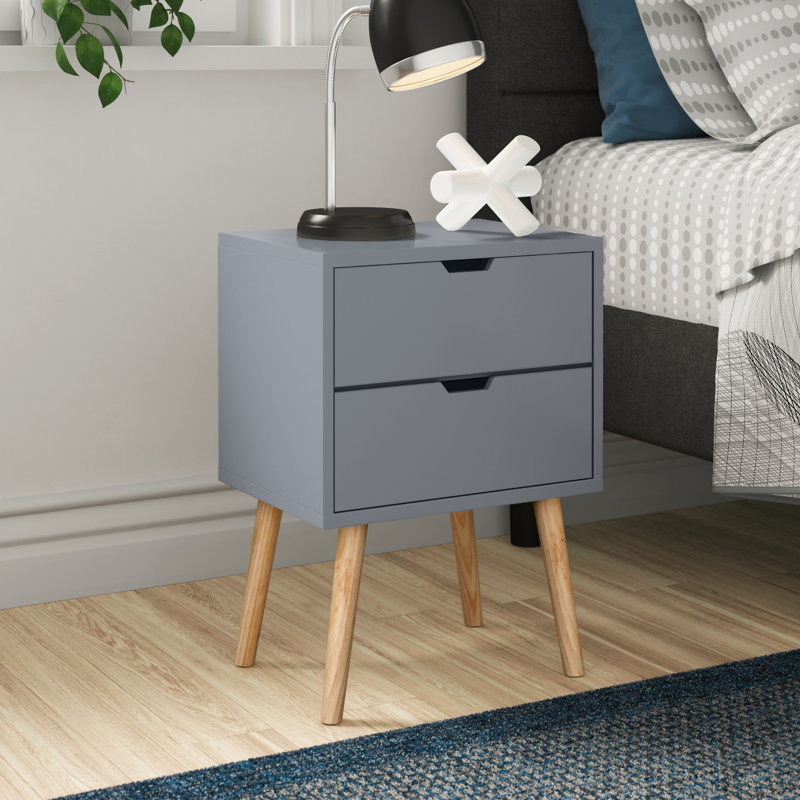 Lalani 40cm W Bedside Table, Dark Grey