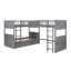 Lit simple superposé avec lit mezzanine attaché, avec deux tiroirs, gris-84989760