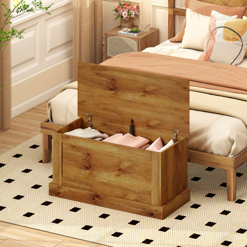 35.5'' Storage Chest Lift Top Storage Box w/ Safety Hydraulic Strut & Metal Hinges, White