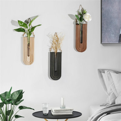 Ensemble de 3 jardinières suspendues Boho pour mur - station de propagation murale en bois Rainbow, plante d'intérieur