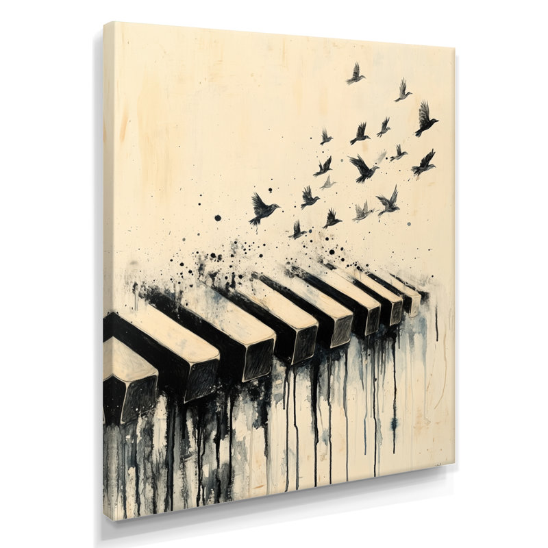 Mélodie prend son envol - Décoration murale pour piano, H 32 po x l 16 po, Toile tendue