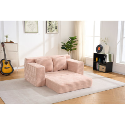 Canapé deux places à compression en mousse à mémoire de forme de 142 cm (56 po), rose, sans assemblage