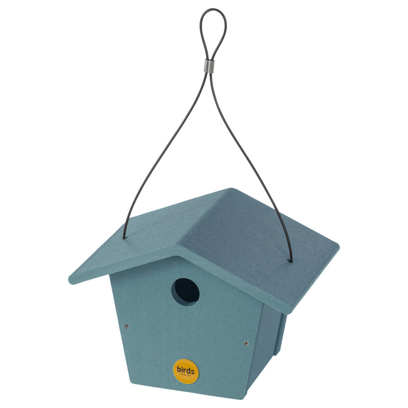 Maison d'oiseaux en plastique recyclé 6,5 po x 8,88 po x 6,5 po, Bleu lac