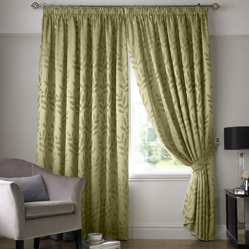 Semi Sheer Curtain Pair, Sage, 167 cm W x 137 cm D