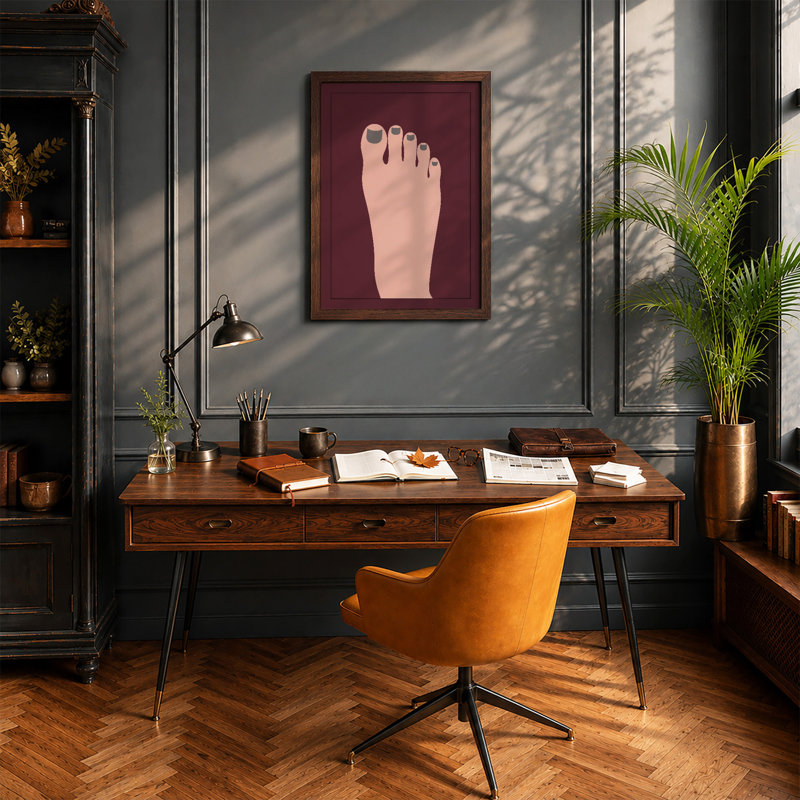 Swollen Foot Study Minimalist - Framed Print, A2 - 59.4 x 42.0 cm, Walnut
