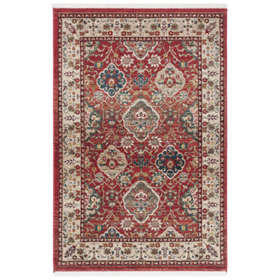 Tapis rouge / beige en polypropylène tissé à plat Ralph Lauren