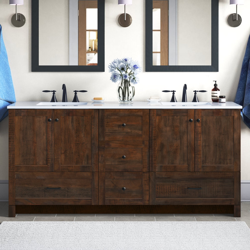 Soma 72'' Double Bathroom Vanity with Engineered Marble Top, Expresso