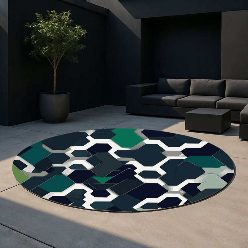 Spiral Fragment Indoor And Outdoor Area Rug, Round 5'