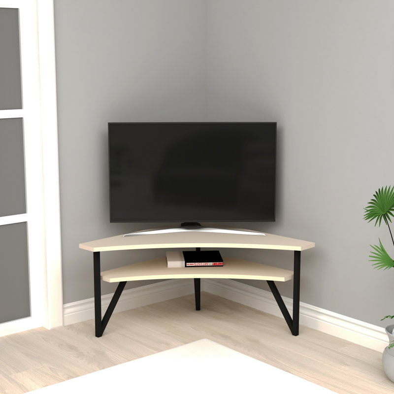 Krut Corner TV Stand for TVs up to 43" with Open Shelf 102 cm Wide, Beige
