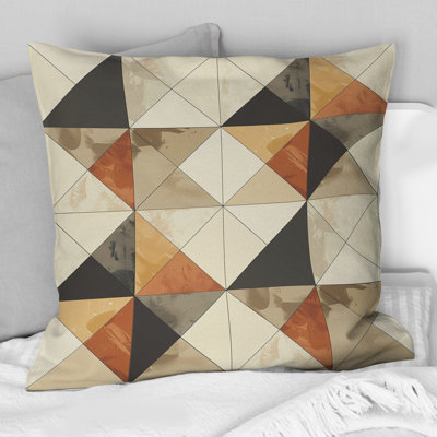 Coussin décoratif à motif géométrique brun II - Mid-Century