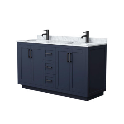 Ensemble de meuble-lavabo double 60 po avec plateau en marbre Miranda