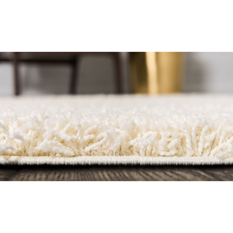 Tapis ivoire à poil long Eginhardt, Tapis de couloir 2 pi 1 po x 6 pi 5 po