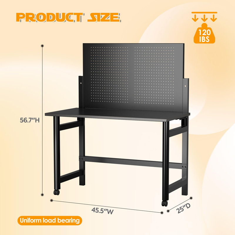 56.7"H Heavy-Duty Wall-Mounted Workbench,Work Bench Table For Foldable