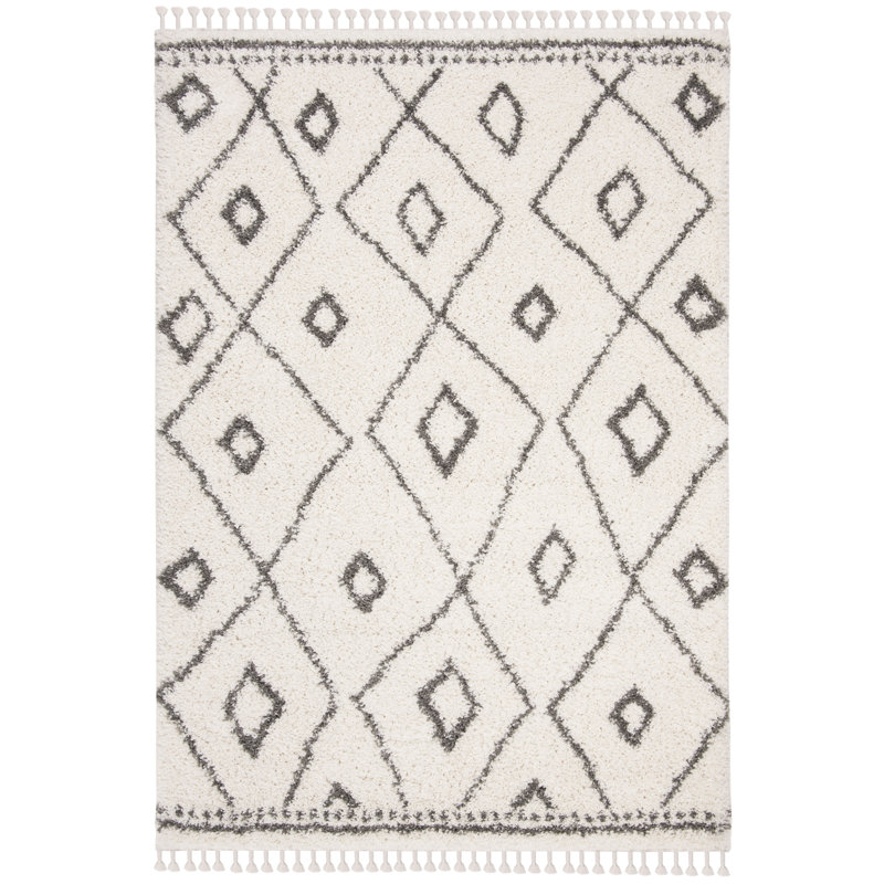 ImraanMoroccan Fringe Shag Performance Geometric Rug, Rectangle 4' x 6'