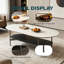 Table basse 47,24 po à double couche, plateau en pierre frittée en céramique blanche et tablette au fini noyer brun, structure en acier peint pour le bureau du salon