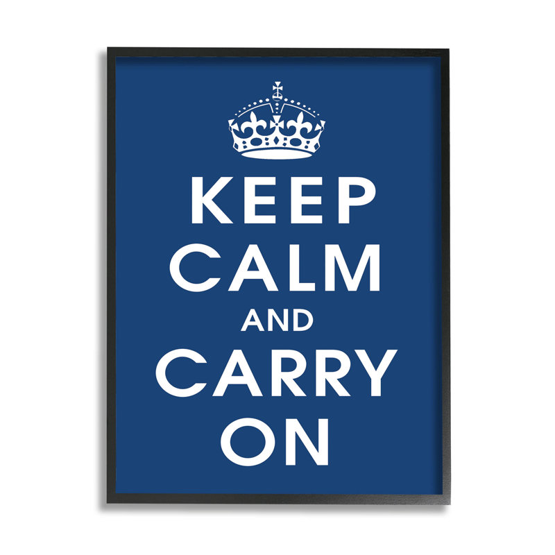 Keep Calm And Carry at-068, Giclée encadrée noir minuit, H 14 po x l 11 po x P 1,5 po