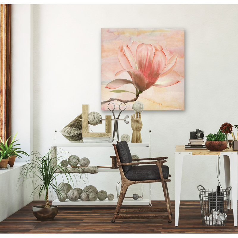 « rêvey magnolia i », peinture, H 24 po x l 24 po x P 1,5 po, Toile tendue
