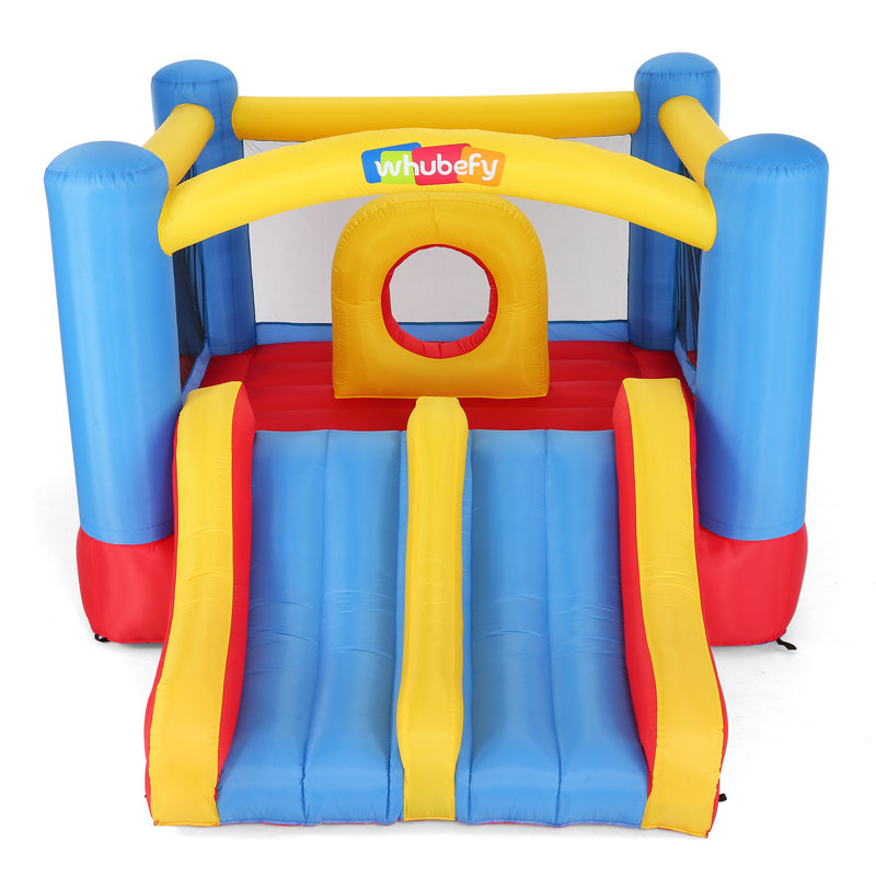 Adam 12.64x9Ft Kids Party Castle Bounce House, Indoor/Outdoor Bouncy House, UL Blower Included, Trendy Pastel Color, 2 Fun Slide & Bounce Area, Castle Theme For Kids