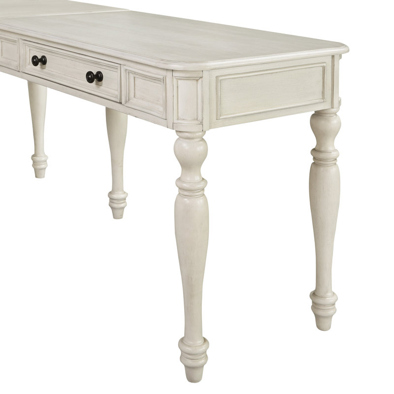 Bureau en forme de L avec alimentation Country Meadows, Blanc antique