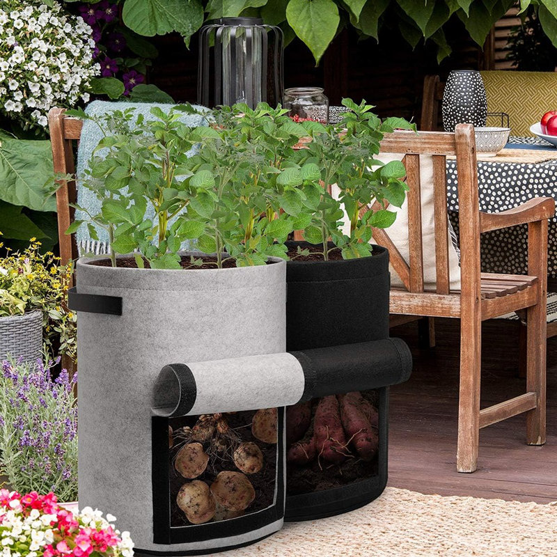 Potato Grow Bags With Flap 10 Gallon, 4 Pack Planter Pot With Ha...