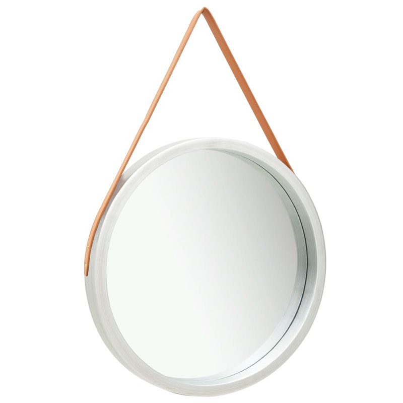Hagood Wood Wall Mirror, Silver/Brown, 60cm H x 60cm W