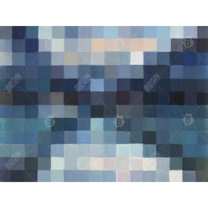 Pixelated Mountainous Landscape - Art abstrait moderne sur toile, H 48 po x l 36 po
