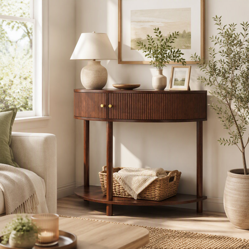 Console demi-lune Artisan-Wave, Brown