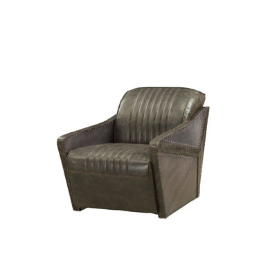 Fauteuil en cuir fleur 39 po