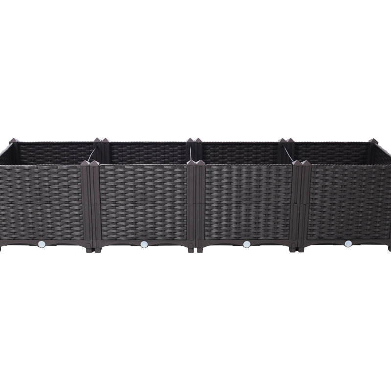Self - Watering Raised Garden Bed Plastic Planter For Herbs And Flowers 63" Long, 15.7" Wide, 14.7" High, Weather , Of Four Fruits Brown Pp Boxes, Suitable Terrace