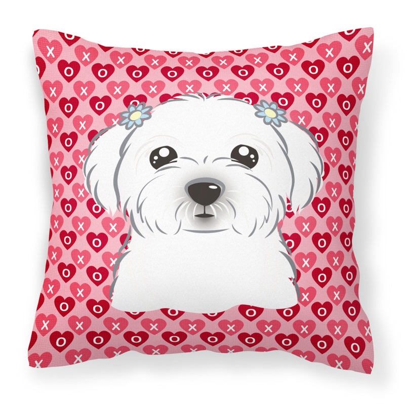 Coussin décoratif intérieur/extérieur schnauzer hearts, 18 po x 18 po, Maltais