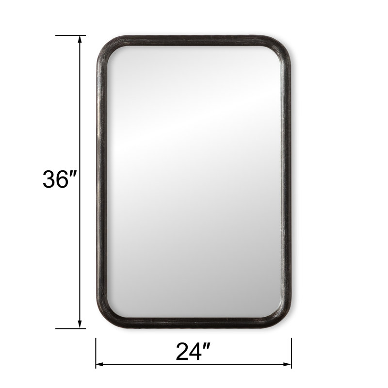 36'' x 24'' Leyburn Solid Wood Black Modern Rectangular Pine Framed Wall Mounted Mirror For Bathroom&Bedroom
