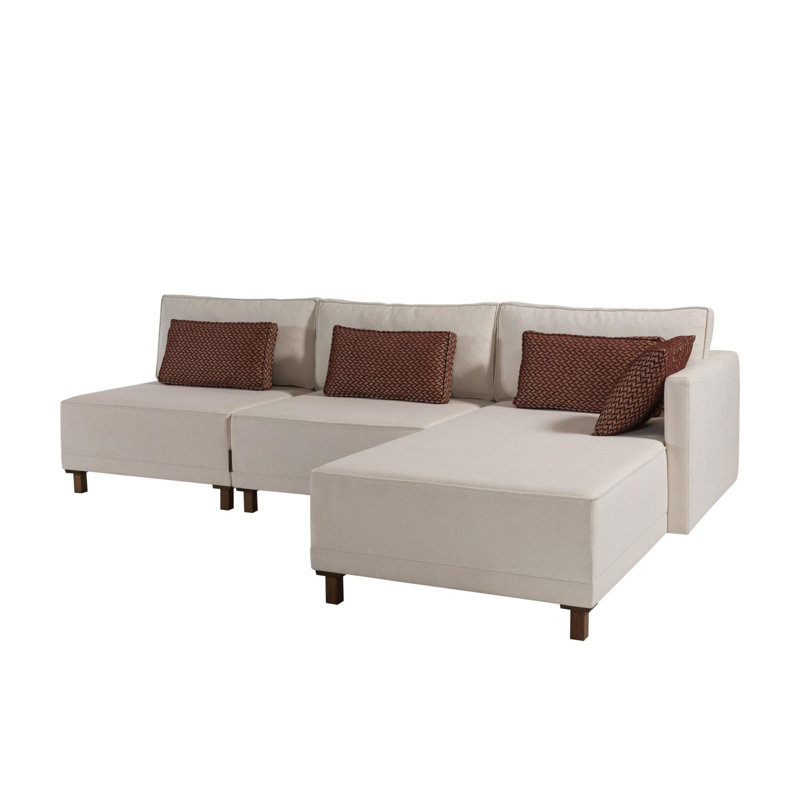Natajah 3 Seater Sofa & Chaise, Beige, Left Hand Facing, 110cm H x 195cm W x 130cm D