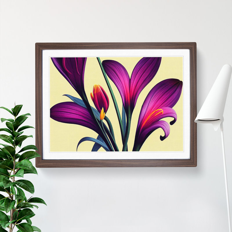 Blissful Flowers - Single Picture Frame Print, 46cm H x 64cm W x 2cm D, Black