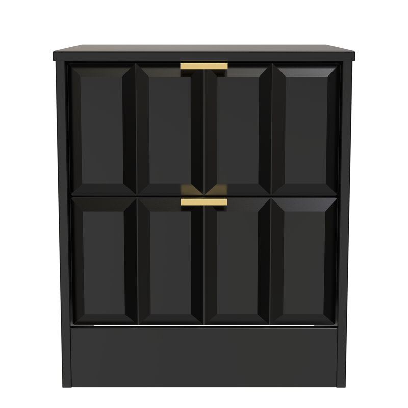 Doss 45cm W Manufactured Wood Bedside Table, Deep Black/Black Matt