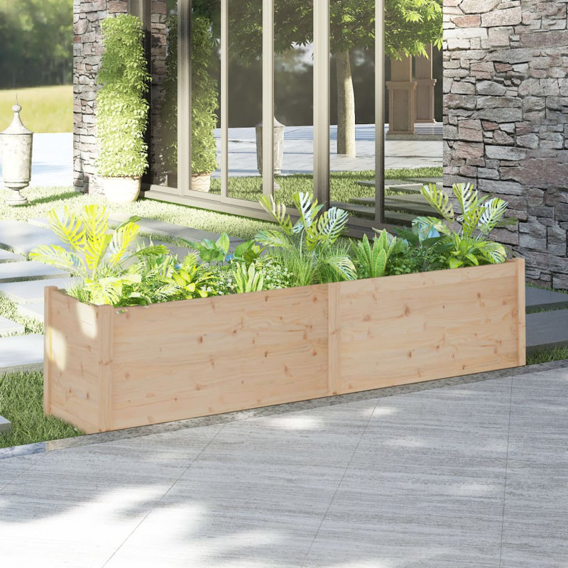 Boîte à fleurs en bois pour l'extérieur, Brun, H 19,7 po x l 78,7 po x P 19,7 po