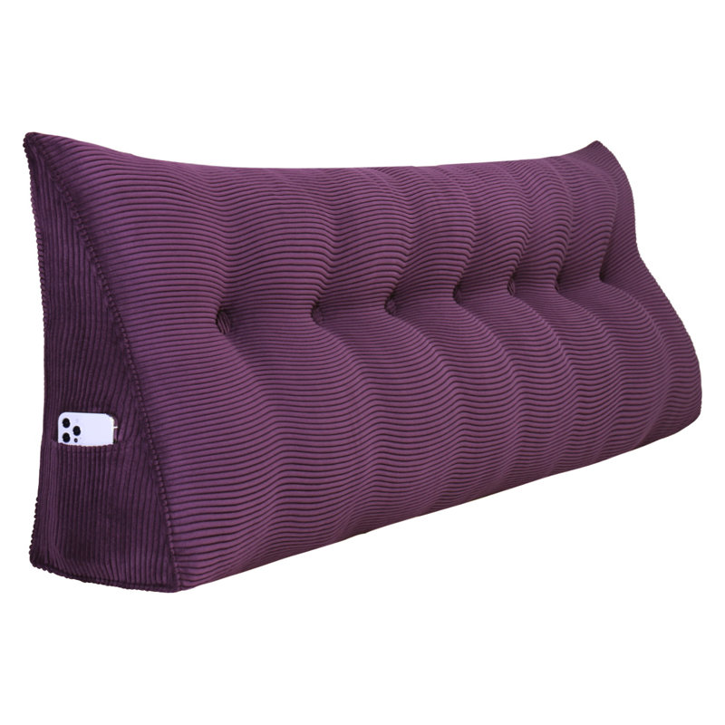 Lit à dossier assis en velours côtelé confortable, tête de lit, coussin de lecture, dossier triangulaire, compression, Orange
