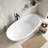 55'' Freestanding Tub Solid Surface Stone Resin Free Standing Soaking Bathtub with Overflow, Pop-up Drain, White