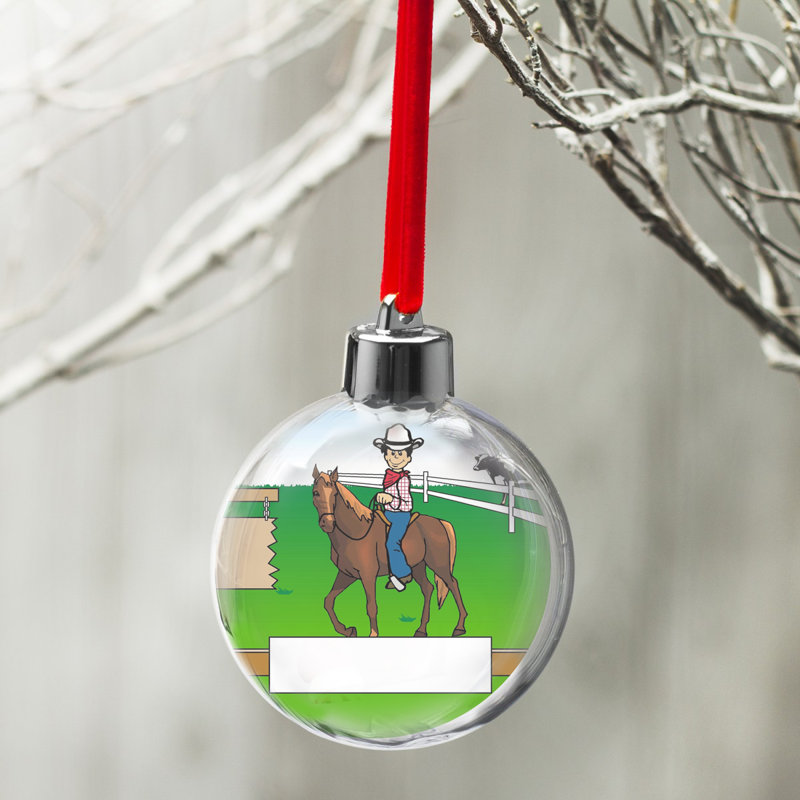 Ornement en forme d'ampoule de Noël personnalisé Cowboy, Oui